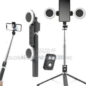 All-in-One Selfie Stick Tripod With a Ring Light