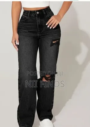Shein Petite High Waist Cutout Ripped Frayed Stright Leg Jeans