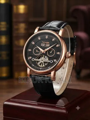 Tevise Men's Automatic Business Watch Featuring a Black Dial