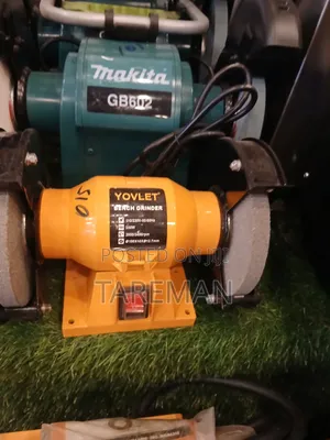 Yellow Yovlet Bench Grinder Is Rated for 350W.