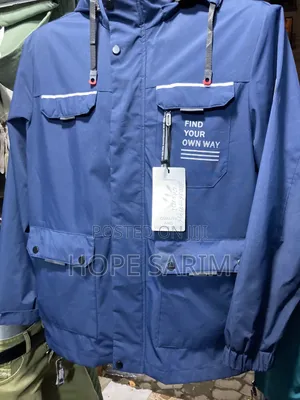 Blue Waterproof Windbreaker: