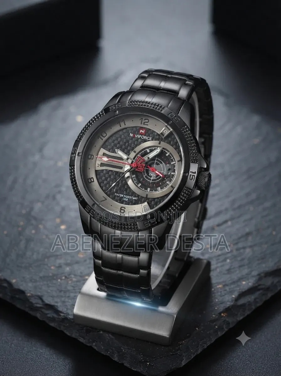 Naviforce Men's Watch (NF9206-B-B), Featuring a Black Stainless Steel