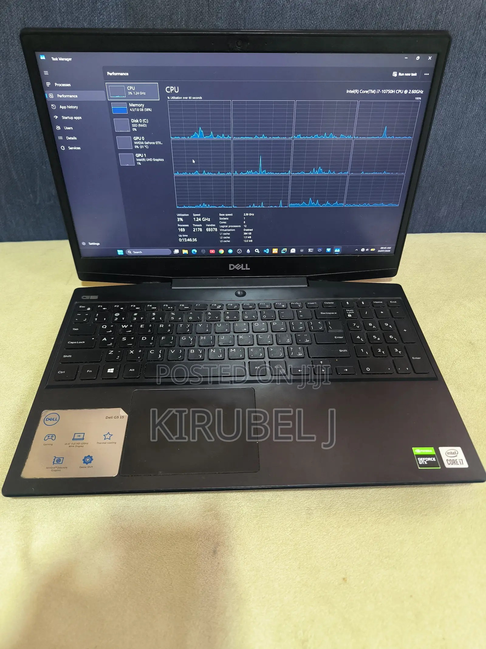 Laptop Dell G5 8GB Intel Core i7 HDD+SSD 512GB