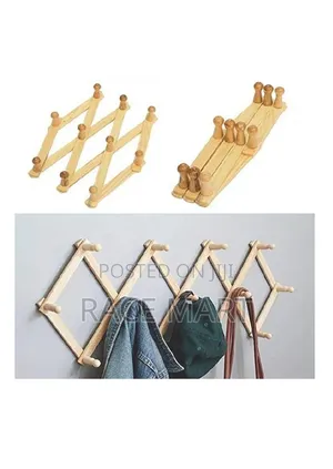 Wooden Expandable Wall-Mounted Coat Rack With Colorful Pegs