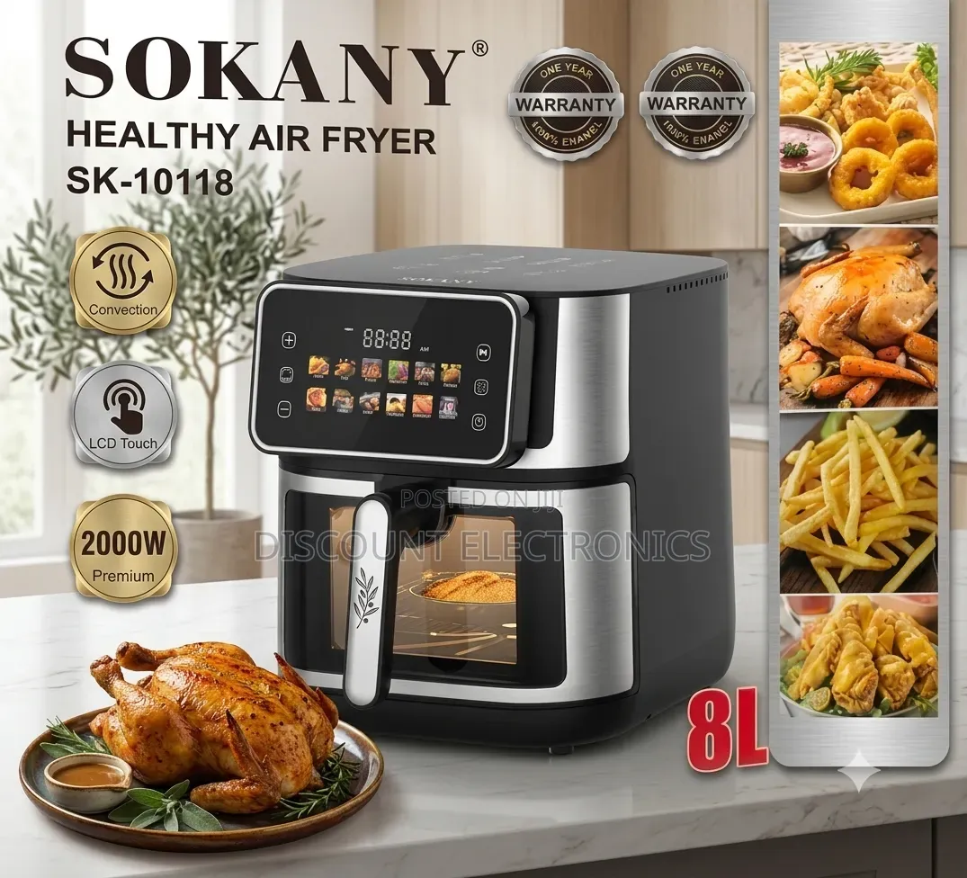 ​Sokany8L Digital AirFryer SKW With Glass Viewing Window