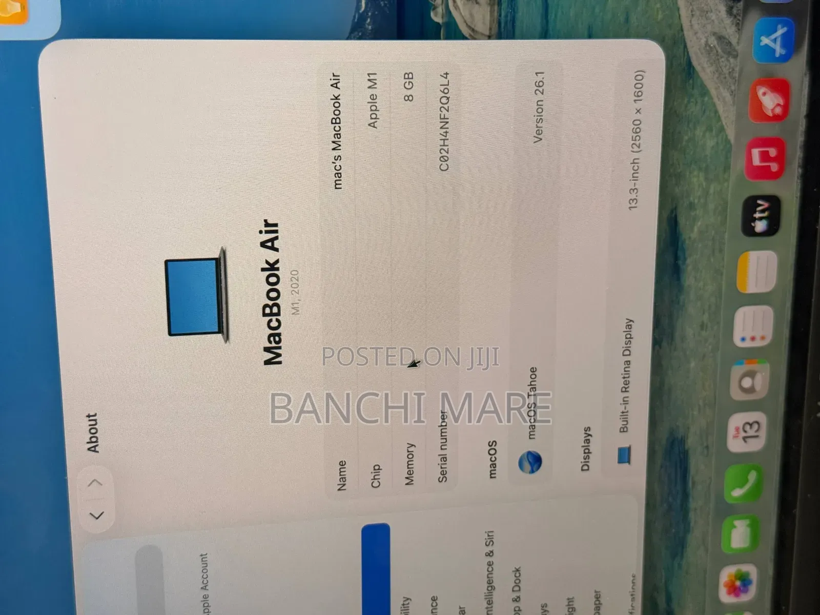 New Laptop Apple MacBook Air 2020 M1 8GB Apple M1 SSD 256GB