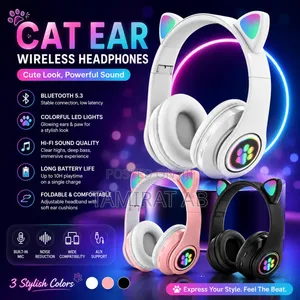 Cats Wireless Headphone With RGB Led Light, Microphone Tf Card Slot