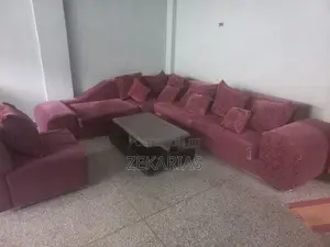 Used L-Shaped Sofa With Kerero Wood Frame