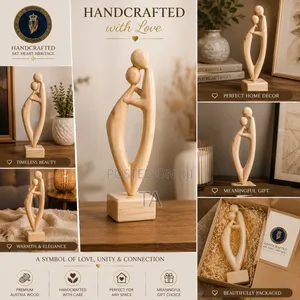 Love in Wood Handcrafted Austrian Wood Couple Sculpture