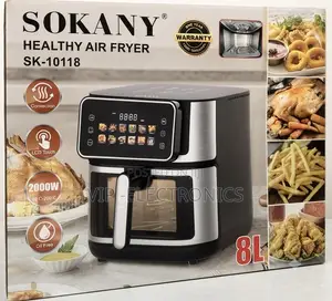 SOKANY Air Fryer 8L Capacity, 2000W Digital LCD Touchscreen Oil Cooker