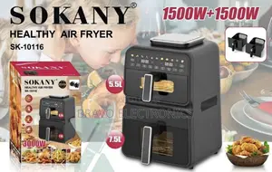 Sokany Double Air Fryer – 12.5L | Dual Basket | Oil-Free Cooking