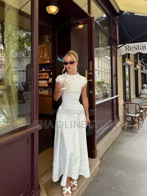 Women's White Black Polka Dot
