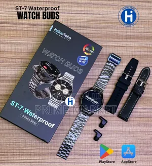 HainoTeko ST-7 Smart Watch With Earbuds | Waterproof | 3 Pair Straps