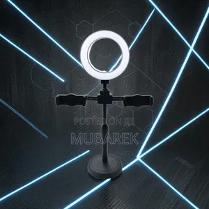 Desktop Ring Light LED Fill Light Dual Smartphone Mount Desk Holder