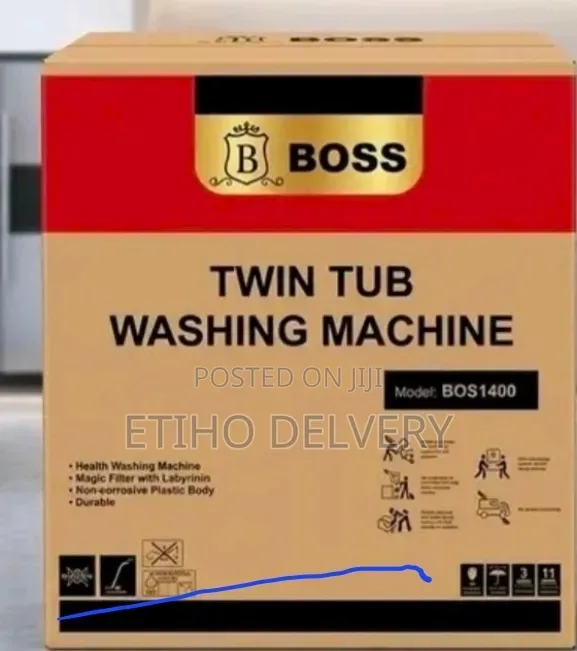 This Is a Boss Twin Tub Washing Machine, Specifically Model BOS1400 Wi