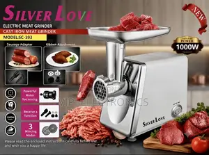 Silver Love Meat Grinder 1000W– Heavy-Duty Meat Mincer With 3 Grinding
