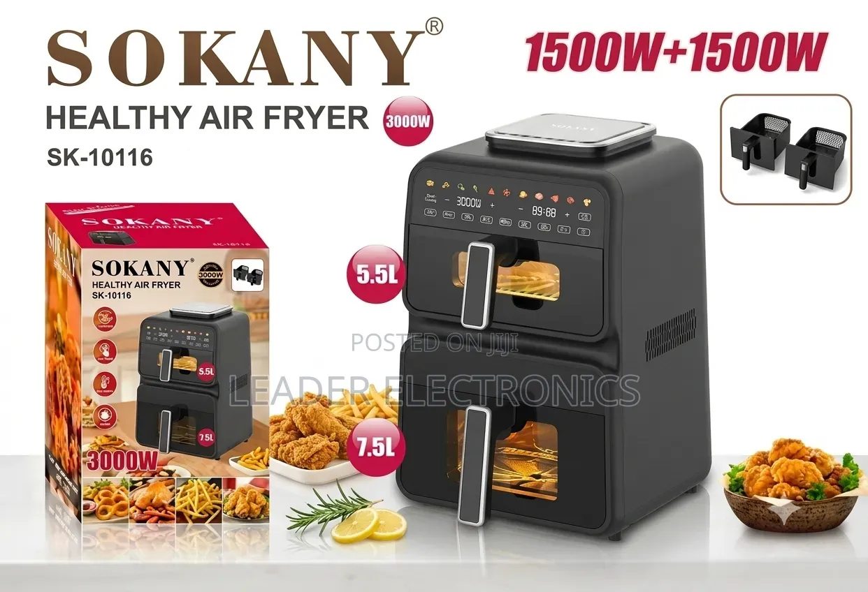 Sokany Air Fryer Dual Basket 13L – Cook Two Meals at Once With Healthy