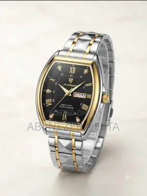 Poedagar 958 Men's Watch, a Stainless Steel Black Dial With Gold Acc