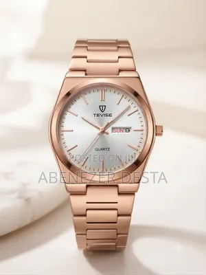 Rose Gold-Tone Tevise Quartz Watch Features a Sleek Metal