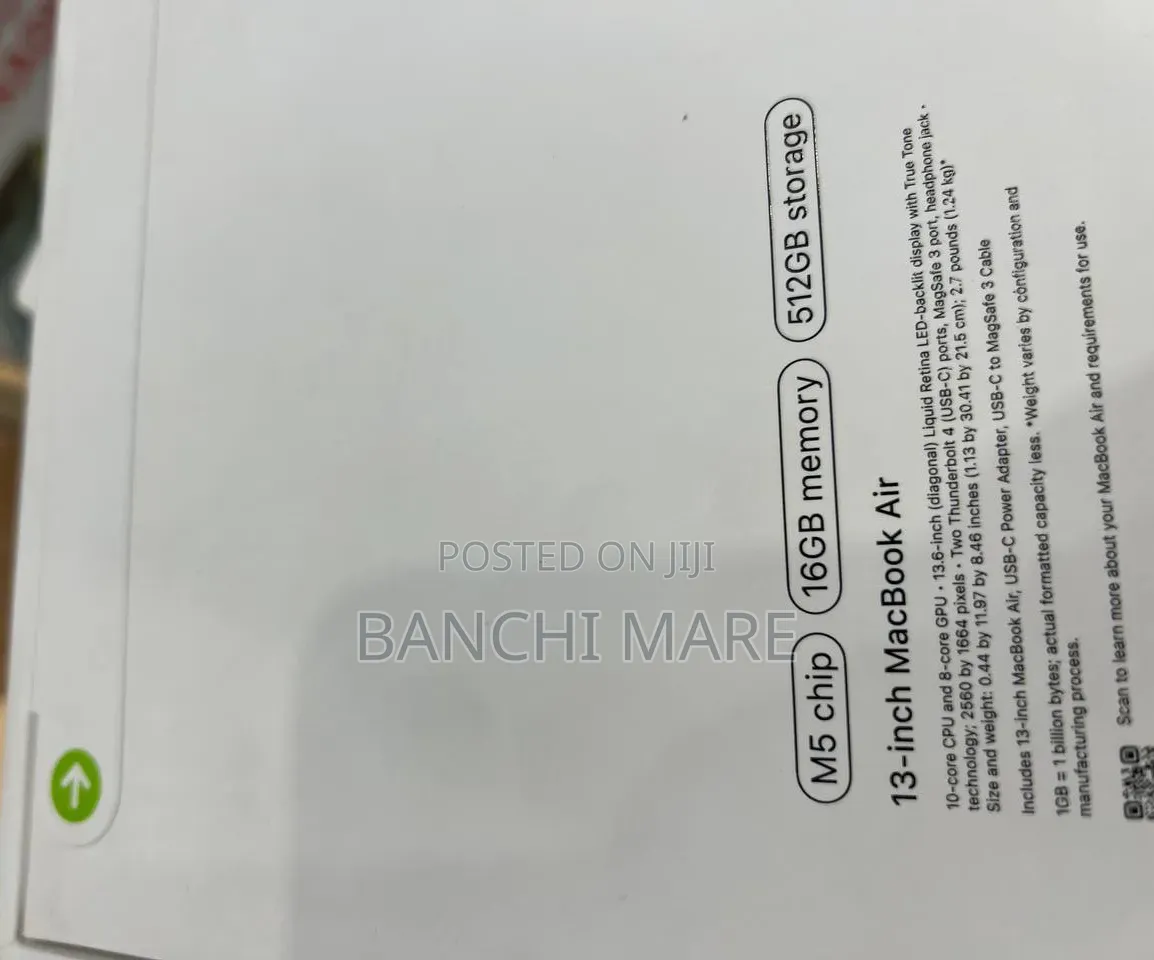 New Laptop Apple MacBook Air 2026 M5 16GB Apple M5 SSD 512GB