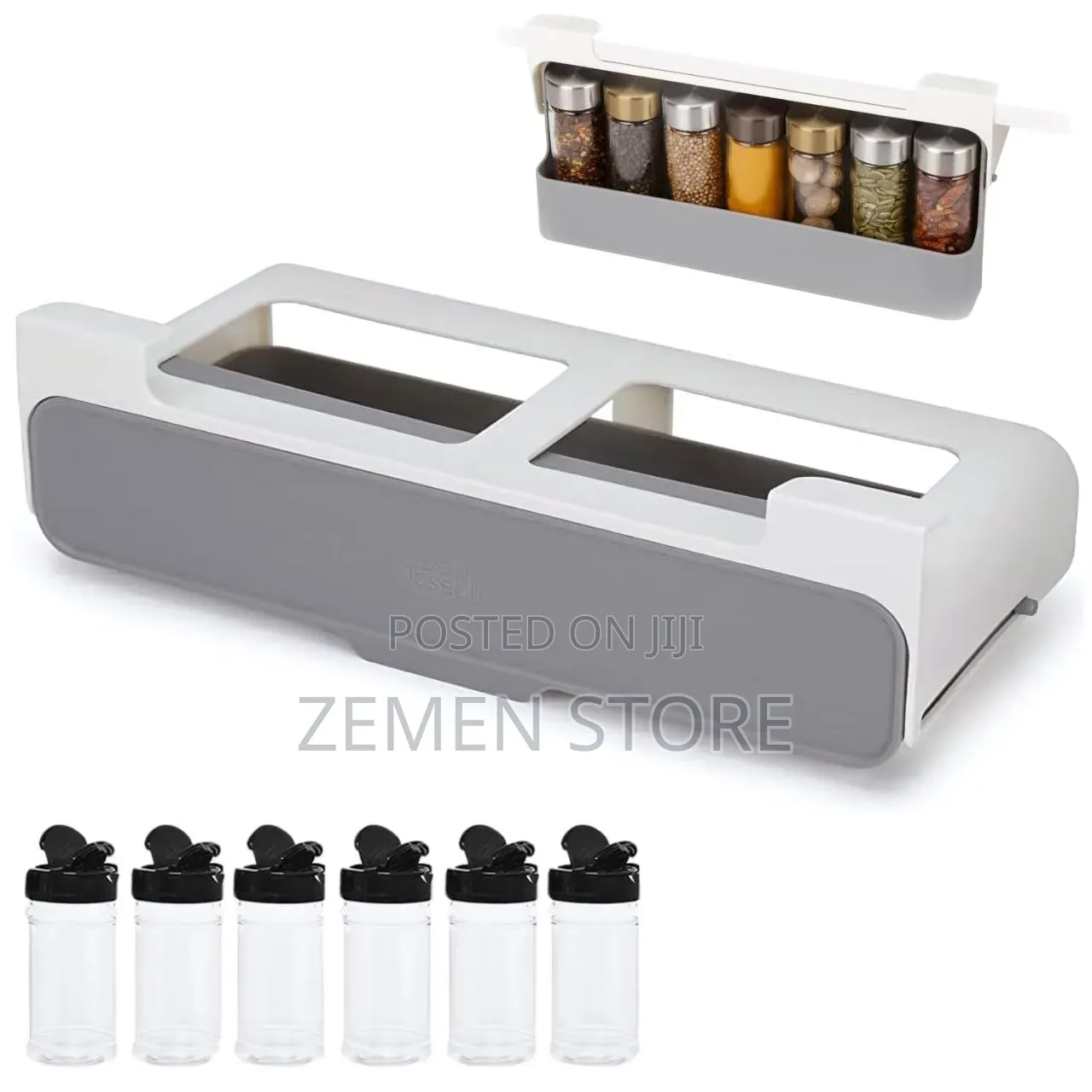 Under-Shelf Pull-Out Spice Rack Organizer With 6 Jars