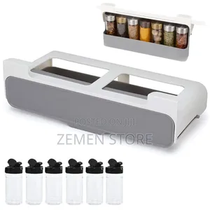Under-Shelf Pull-Out Spice Rack Organizer With 6 Jars