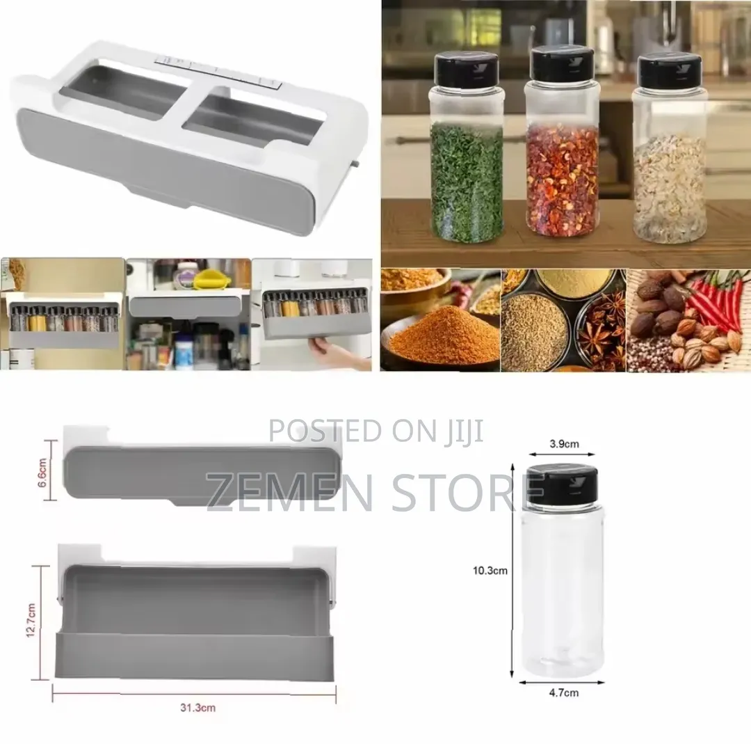 Under-Shelf Pull-Out Spice Rack Organizer With 6 Jars