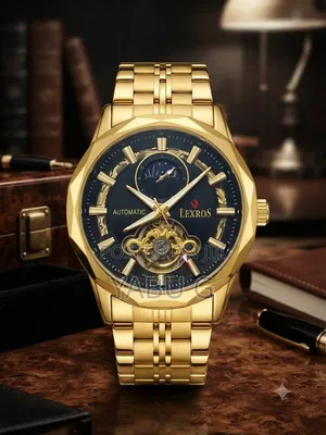 Lexros Watch Features a Prominent Gold-Tone Stainless Steel Design