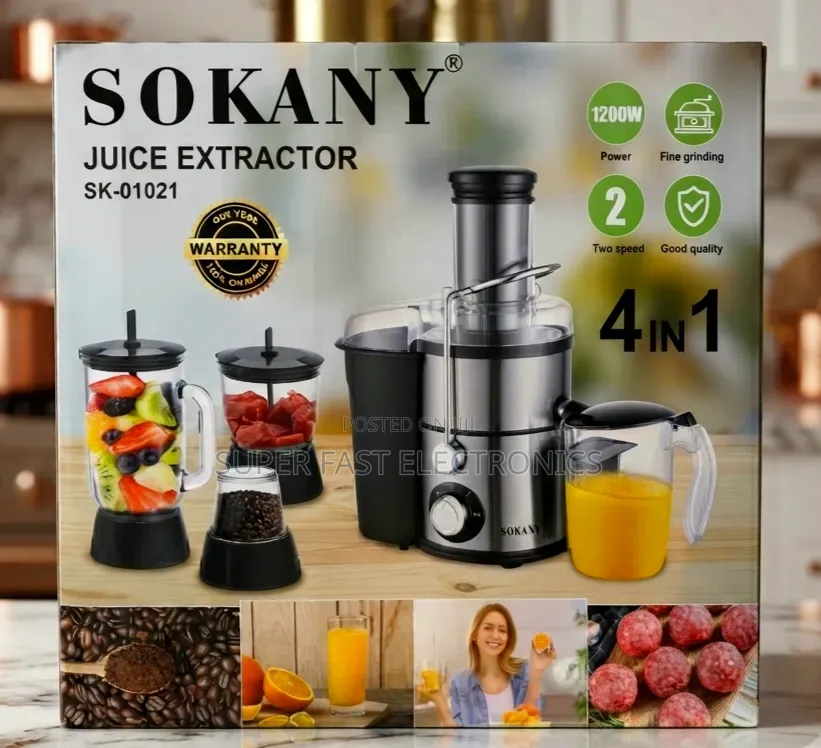 SOKANY Juice Extractor 4-in-1 – 1200W Juicer, Blender, Chopper