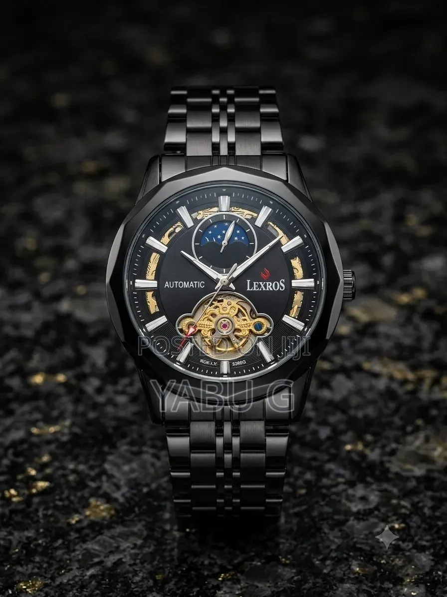 Lexros Automatic Watch Features a Striking All-Black Stainless Steel