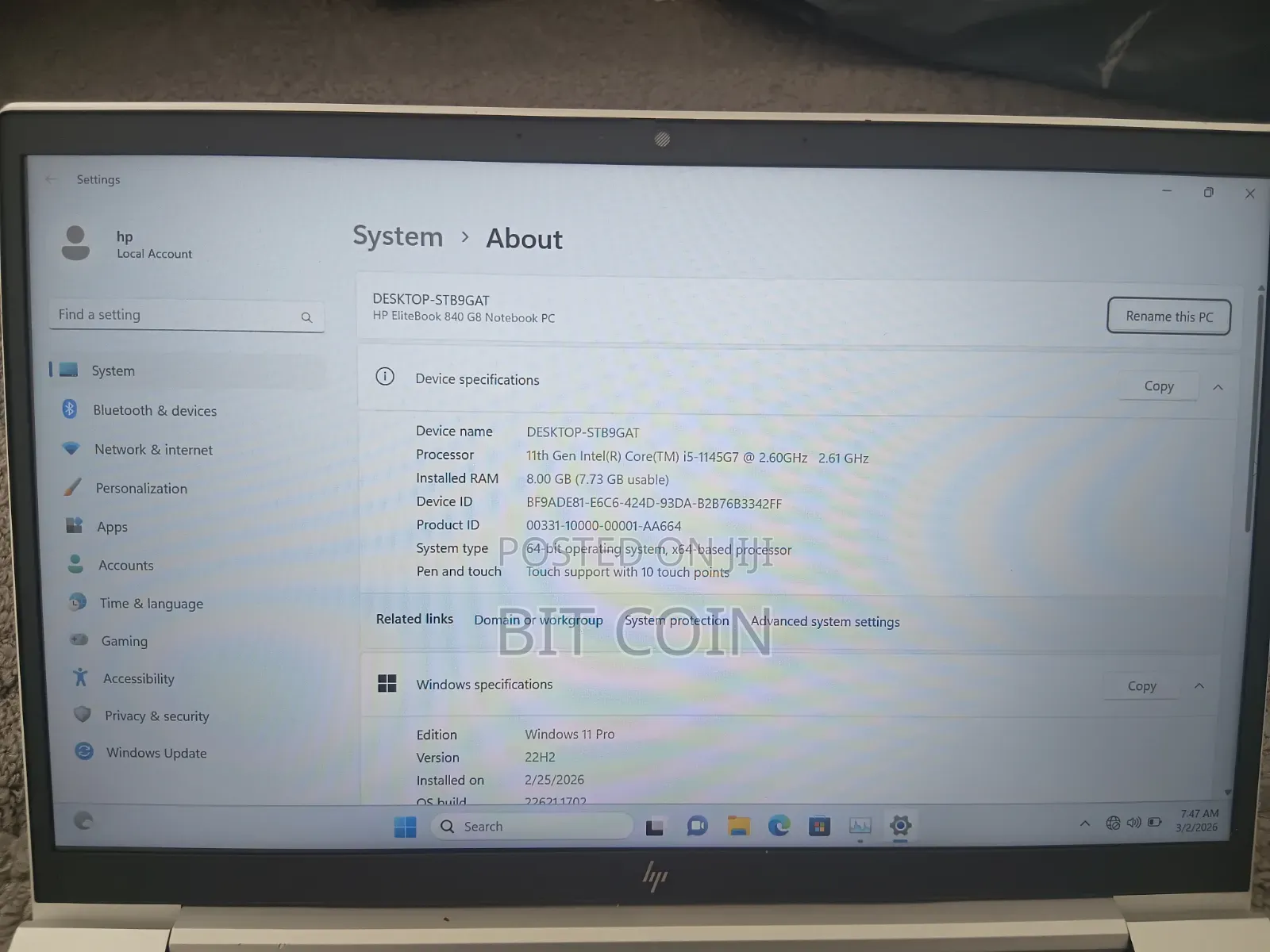 New Laptop HP EliteBook 840 8GB Intel Core i5 SSD 512GB
