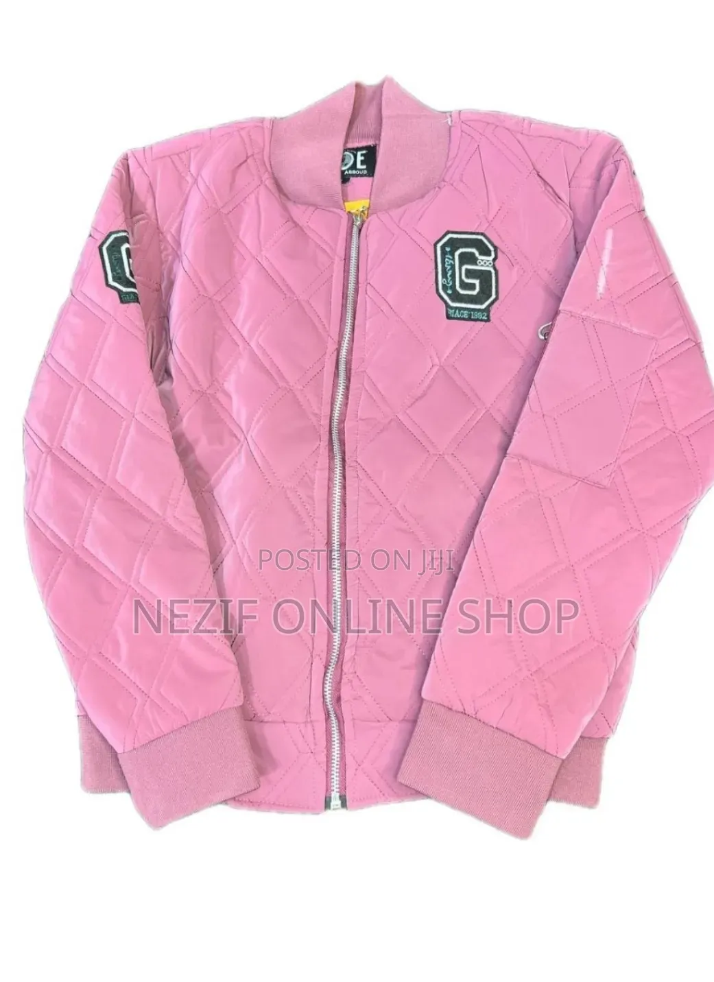 Quilted Bomber Letterman Style Jacket