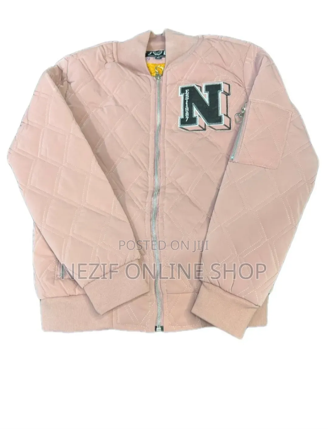 Quilted Bomber Letterman Style Jacket
