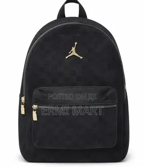Jordan Black Suede Backpack – Golden Logo