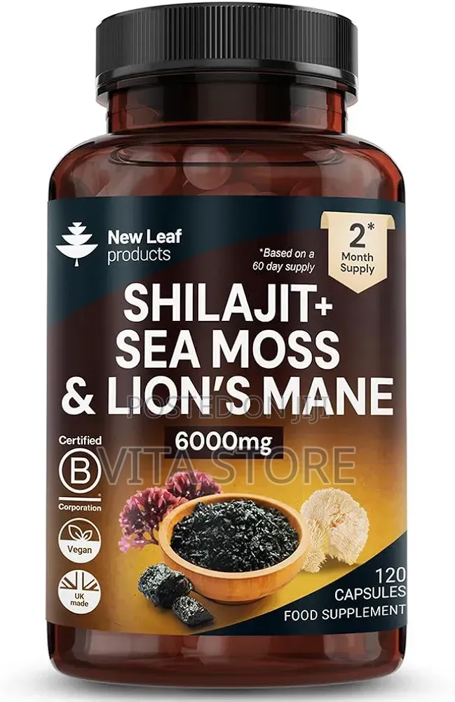 Shilajit Seamoss and Lions Mane Capsules 6000mg -High Strength Complex
