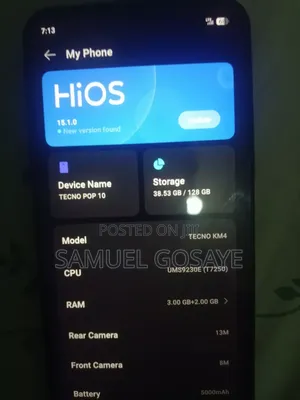 New Tecno Pop 10 128 GB Silver
