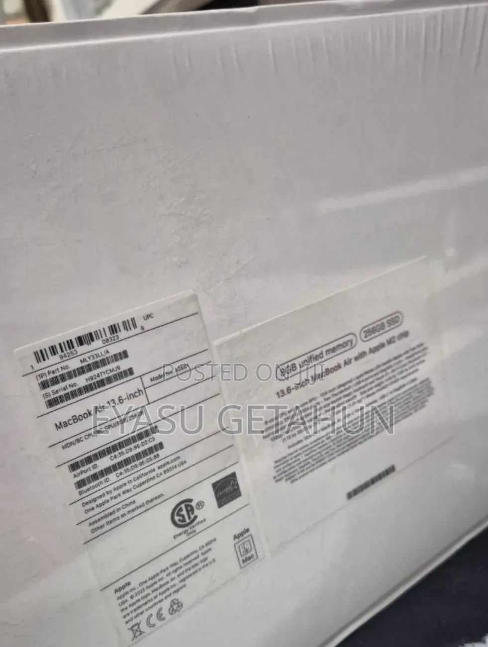 New Laptop Apple MacBook Air 2022 M2 8GB Apple M2 SSD 256GB