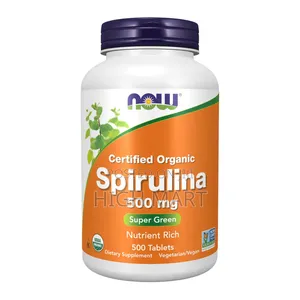 Now Food Supplement Organic Spirulina 500mg, 200 Tablets
