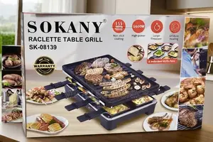 SOKANY Raclette Table Grill – 1600W Non-Stick Electric Grill With 8