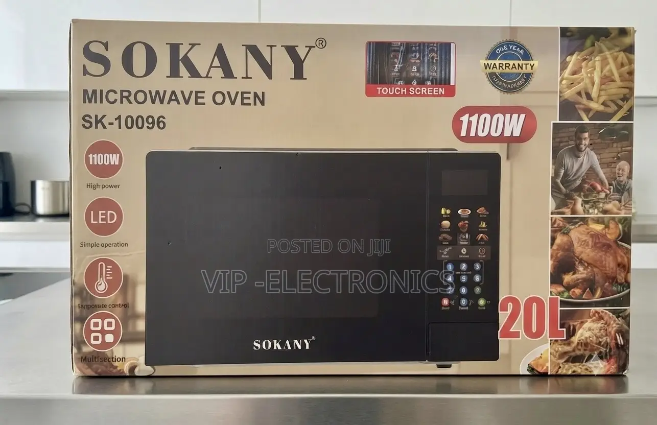 SOKANY 20L Microwave Oven – 1100W With Touch Screen and LED Display