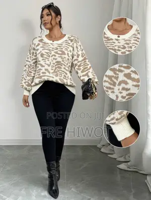 PlusSize Apricot Round Neck Lantern Sleeve Thick Warm Pullover Sweater