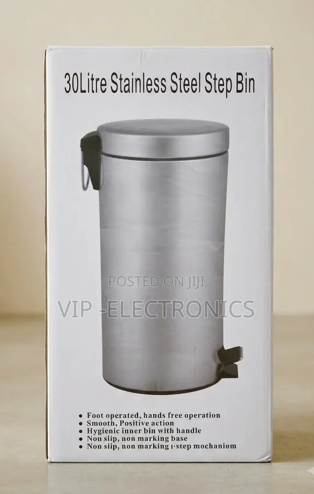 30L Stainless Steel Step Bin Pedal Trash Can – Hands-Free With Inner