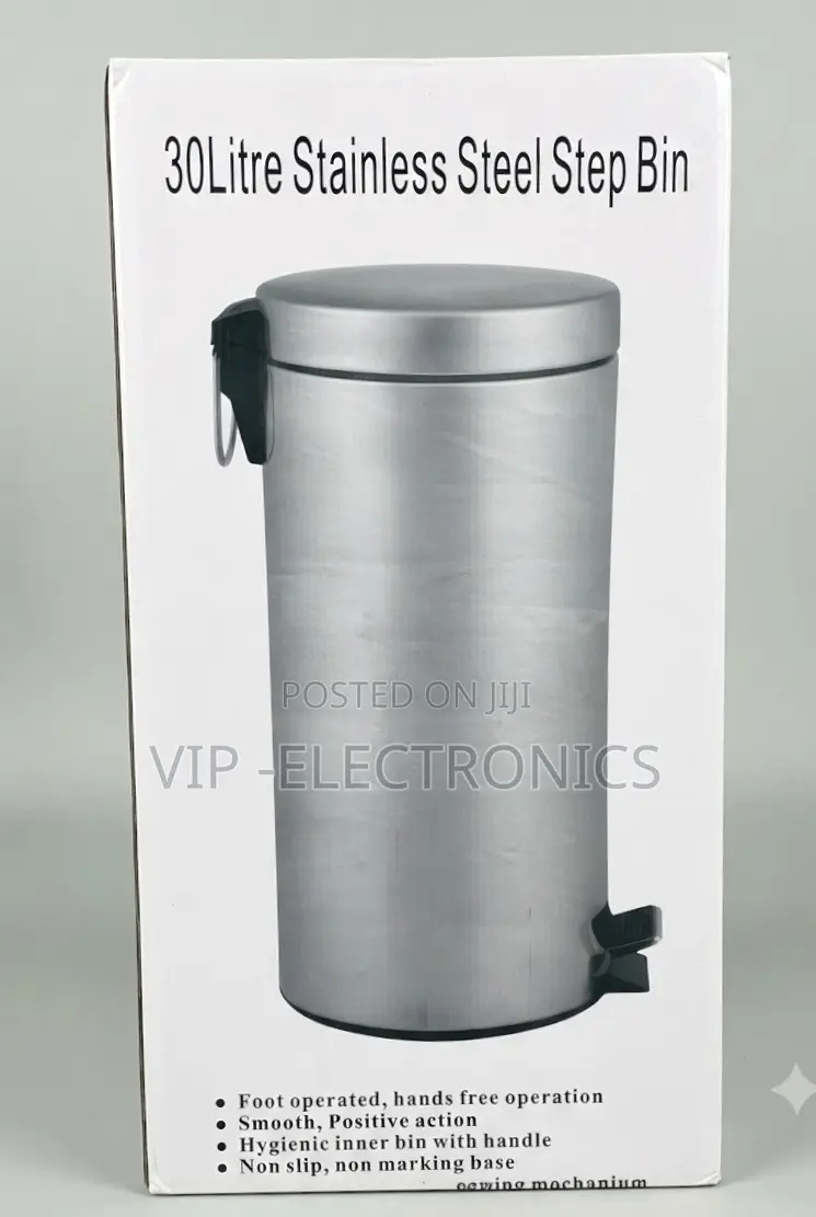30-Litre Stainless Steel Step Bin. Designed With a Convenient
