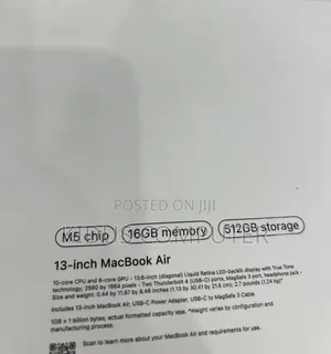 New Laptop Apple MacBook Air 2026 M5 16GB Apple M3 SSD 512GB