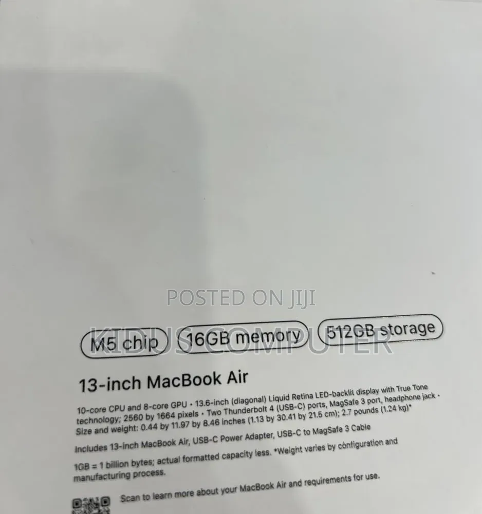 New Laptop Apple MacBook Air 2026 M5 16GB Apple M3 SSD 512GB