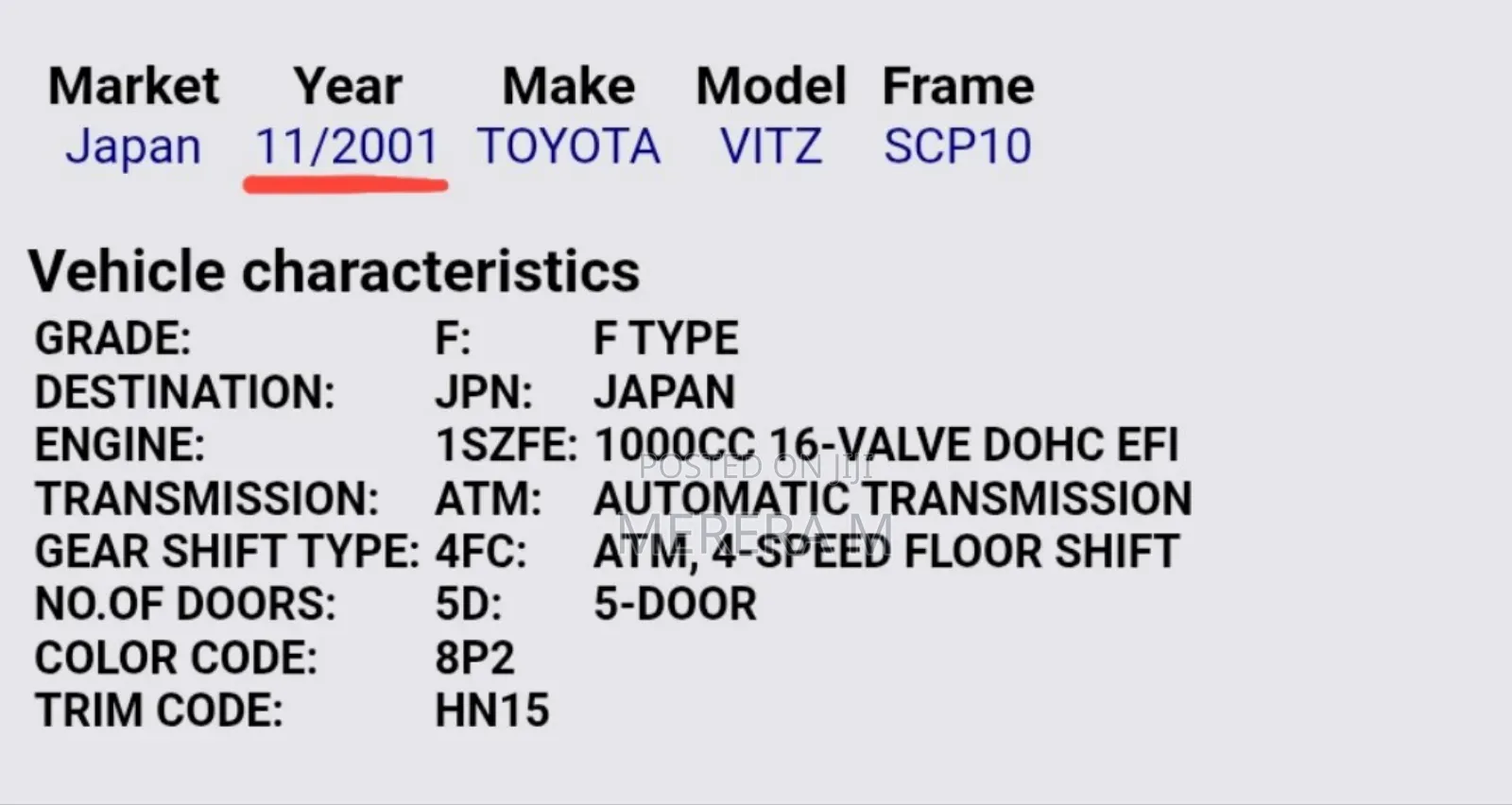 Toyota Vitz 2001
