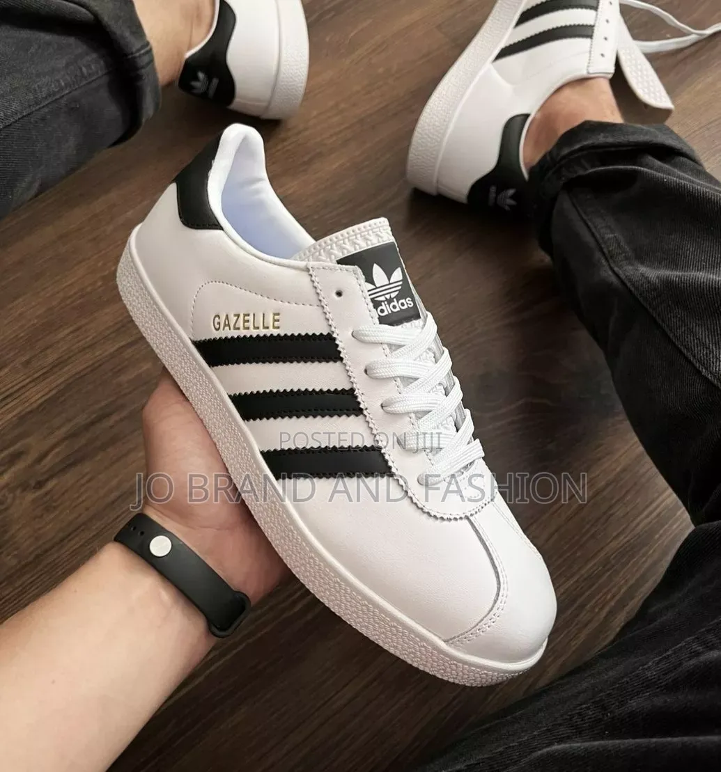 Adidas #Gazelle OG "White X Black" Leather Unisex #Flat Shoes