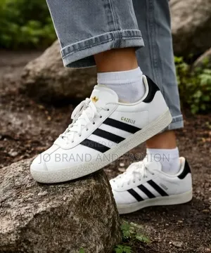 Adidas #Gazelle OG "White X Black" Leather Unisex #Flat Shoes