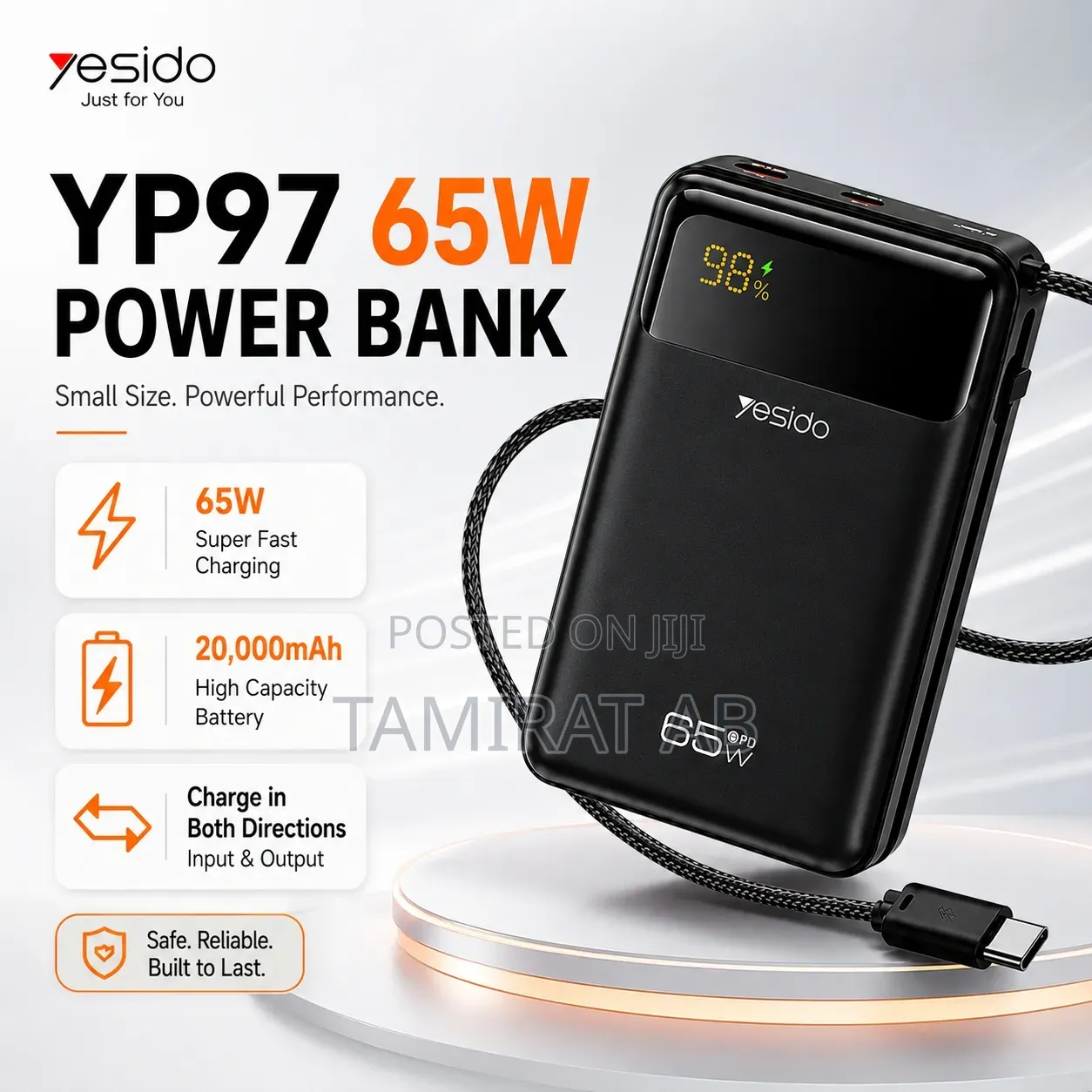 YESIDO YP97 Original 20,000mAh 65W Power Bank