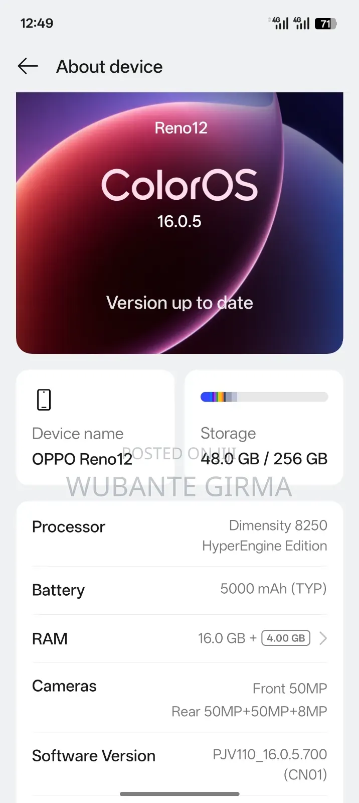 Oppo Reno 12 5G 256 GB Silver